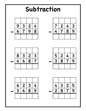 Subtraction Practice: 2-4 Digit Problem Solving