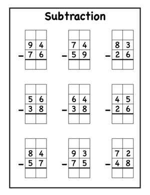 Subtraction Mastery: 2-4 Digit Skill Practice