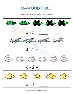 Subtraction Practice: Lines and Word Math