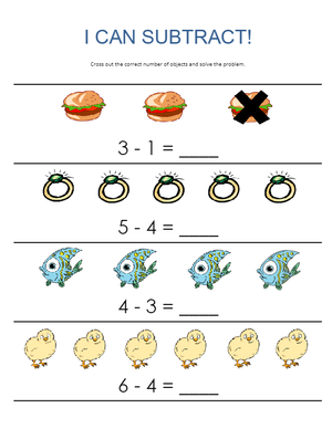 Integrated Subtraction Practice: Lines and Word Math