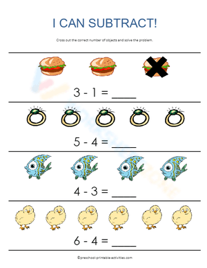 Integrated Subtraction Practice: Lines and Word Math