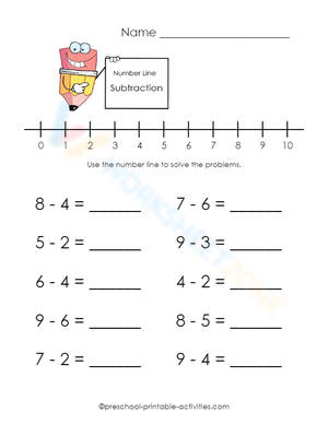 Subtraction Practice Pages: Lines and Word Math