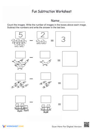 Animal-Themed Subtraction Worksheet