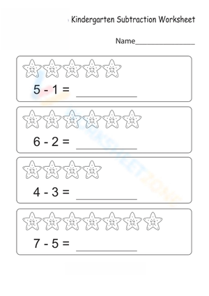 Subtraction Worksheet - Star Counting Activity