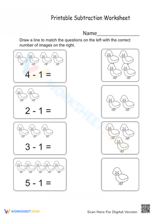 Subtraction Practice with Matching Activities