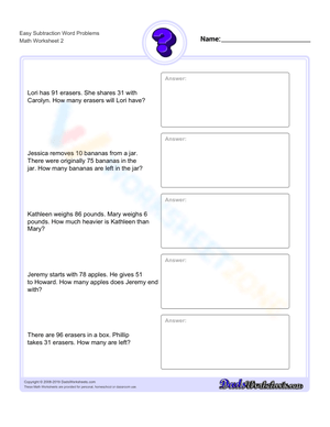 Subtraction Word Problems: Improve Math Skills