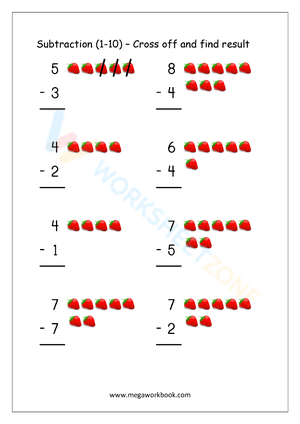 Subtraction with Objects: Tally Marks Worksheet 1-20