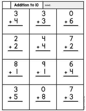 Addition To 10 Practice Worksheet