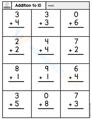 Addition To 10 Practice Worksheet