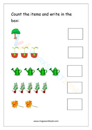 Nature Themed Counting And Number Writing Worksheet
