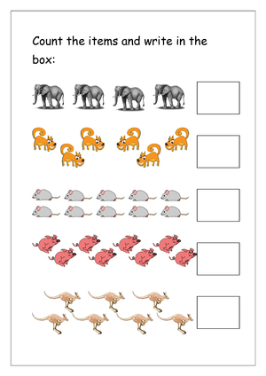 Count the Animals and Write the Number Worksheet