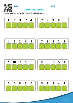 Ordering Numbers in Descending Order Math Worksheet