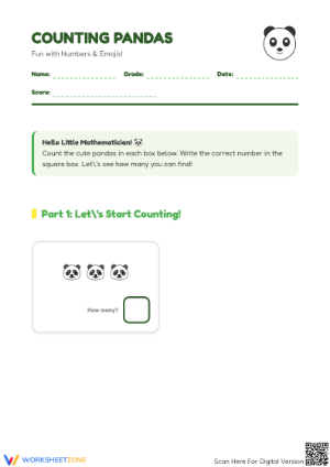Printable Counting Worksheet with Pandas | Grade K Math