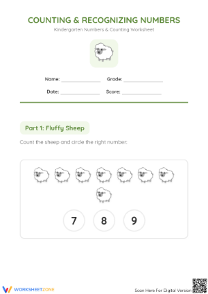 Grade Kindergarten Counting — Printable No-Prep Worksheet