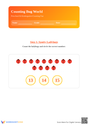 Printable Counting & Number Recognition Worksheet | Grade K