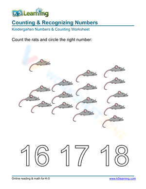 Kindergarten Counting Rats Worksheet 