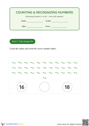 Essential Counting 1-20 Worksheet | Kindergarten Math