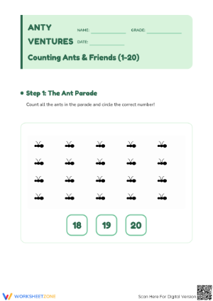 Printable Counting 1-20 Worksheet | Kindergarten Math