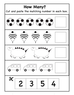 Hands-On Counting: Cut and Paste 1 to 10 Objects