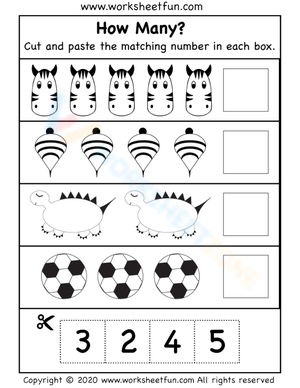 Count and Paste Objects 1-10 Worksheet