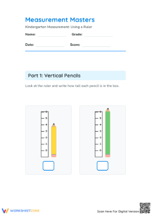 Kindergarten Measuring Length — Printable No-Prep Worksheet