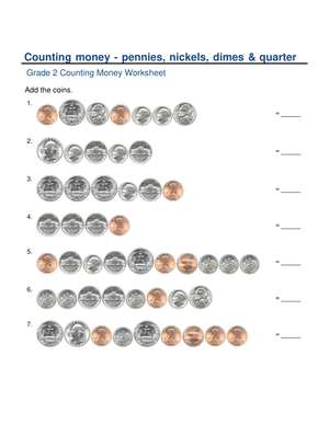 Counting Money Worksheet: Printable Grade 2 Math
