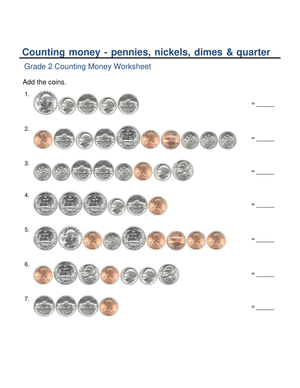 Counting Money Worksheet: Printable Grade 2 Math