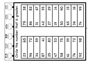 Circle the Greater Number Comparison Worksheet