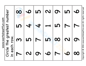 Circle the Greatest Number Practice Worksheet