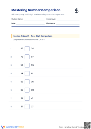 4.NBT.A.2 Worksheet: Comparing Numbers — Grade 4 Aligned