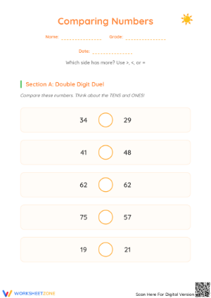 Printable Comparing Numbers Worksheet | Grade 2 Essential