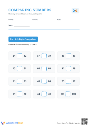 Comparing Numbers Worksheet | Essential Grade 2 Math