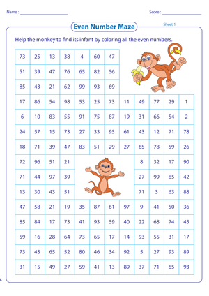 Explore Even Numbers: Maze Activity 1-100