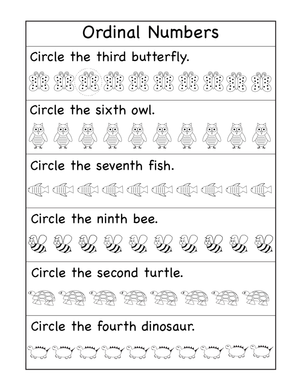 Ordinal Numbers Coloring 1st-10th Worksheet