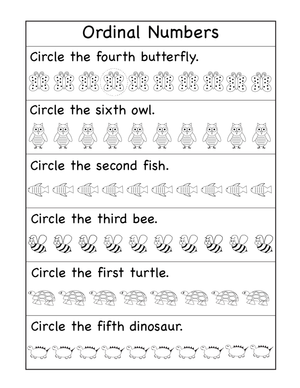 Coloring Ordinal Numbers 1st-10th