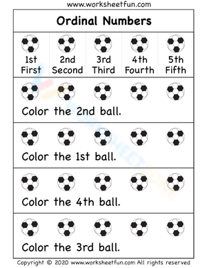 Fun with Ordinal Numbers: Coloring 1st to 10th