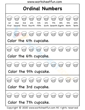 Interactive Coloring: Ordinal Numbers from 1st to 10th