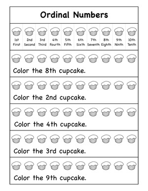 Ordinal Numbers Practice: Coloring from 1st to 10th