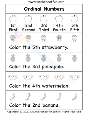 Coloring Fun: Learning Ordinal Numbers 1st - 10th