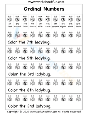 Practice Ordinal Numbers: Coloring 1st through 10th
