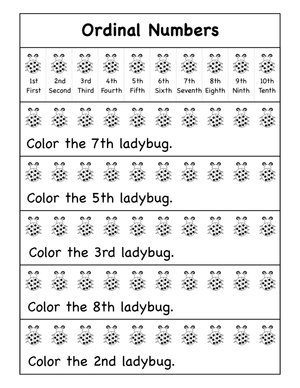 Practice Ordinal Numbers: Coloring 1st through 10th