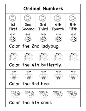 Learning Ordinal Numbers: Coloring 1st-10th positions