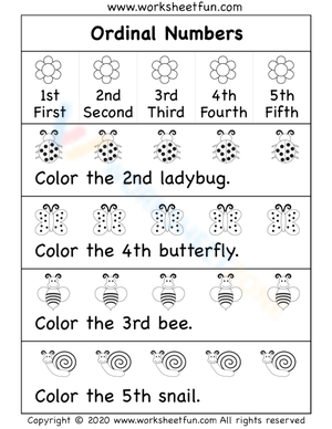 Learning Ordinal Numbers: Coloring 1st-10th positions