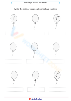 Spelling Ordinal Numbers Practice Sheet