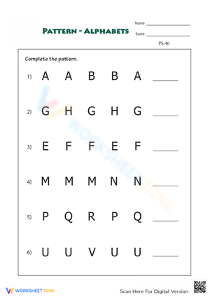 Printable Alphabet Patterns Worksheet