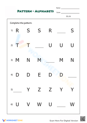 Alphabet Pattern Practice for Students