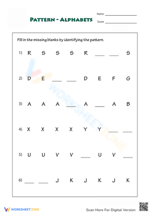 Alphabet Pattern Recognition Worksheet