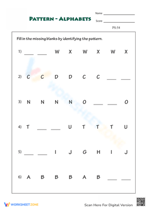 Essential Alphabet Pattern Worksheet | Grade 1 Ready