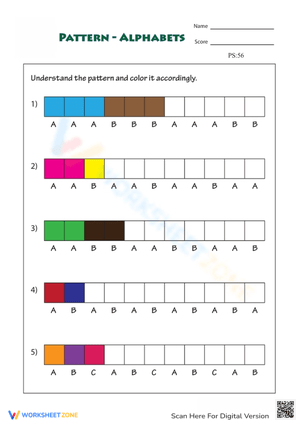 Alphabet Pattern Coloring Worksheet