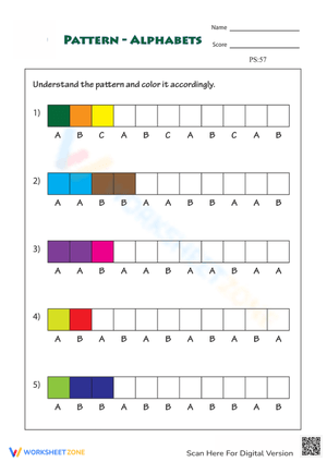 Printable Alphabet Letter Pattern Coloring Worksheet